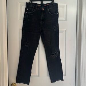 Pilcro Black Vintage Straight Distressed Denim